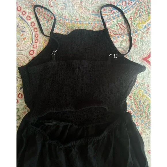 Universal Thread Smocked Linen cotton blend Midi Sundress Black size small - Picture 8 of 13